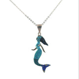 Silver Multi-color Crystal Mermaid Pendant