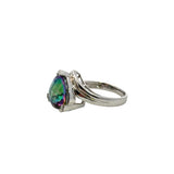 Silver Mystic Topaz Solitaire Trillion Cut Ring