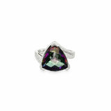 Silver Mystic Topaz Solitaire Trillion Cut Ring