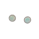 14k White Gold 1.50ct Opal and .08ct Diamond Earrings