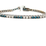 14k White Gold 4.75ct Blue and White Diamond Bracelet