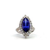 Elegant 14k White Gold Diamond Design Tanzanite Ring