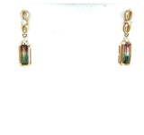 1.03ct Pink and Green Tourmaline 1.0ct Diamond Earrings