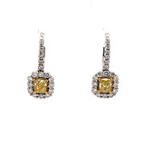 14k White and Yellow Gold .53ct Yellow and .44ct White Diamond Earrings
