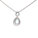 14k White Gold 1.44ct Aquamarine .28ct Diamond Necklace