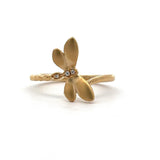 14k Yellow Gold Dragonfly Ring .01ct Diamond