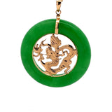 14k Yellow Gold Jade Dragon Pendant