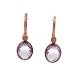 14k Rose Gold 8.0ct Amethyst and .02ct Diamond Earrings