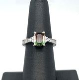 1.76ct Pink and Green Tourmaline .20ct Diamond Ring
