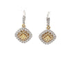 18k White and Yellow Gold .67ct Yellow and .47ct White Diamond Earrings