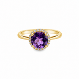 14kt White Gold 1.20ct Amethyst .10 White Diamond Ring