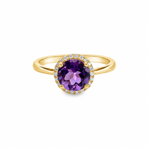 14kt White Gold 1.20ct Amethyst .10 White Diamond Ring