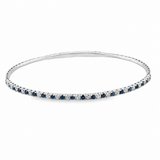 14k White Gold .50ct Blue and .49ct White Diamond Flexible Bangle