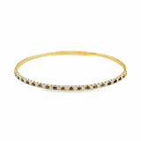 14k Yellow Gold .51ct Black and .51ct White Diamond Flexible Bangle