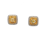 14k White Gold .54ct Yellow and .14ct White Diamond Earrings