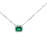 18k White Gold 18” Emerald and Diamond Necklace