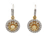 18k Yellow and White Gold .73ct Yellow and .52ct White Diamond Earrings