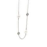 14k White Gold Pearl and Diamond Bracelet