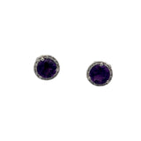 14k White Gold 1.75ct Amethyst and .08ct Diamond Earrings