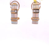 14k Yellow Gold 1.22ct Opal and .30ct Diamond Earrings