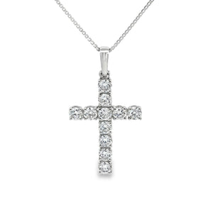 Platinum 2.40ct Lab Diamond Cross Pendant