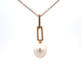 14 Karat White Gold Link Pearl Necklace