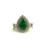 Emerald and Diamond Teardrop Ring