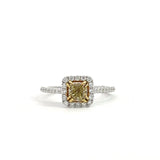 Sparkling Yellow and White Diamond Square Ring
