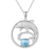 Larimar Dolphin Circle of Life Pendant