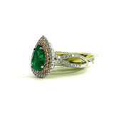 Emerald and Diamond Teardrop Ring
