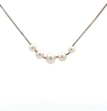 14 Karat White Gold 5 Pearl Necklace