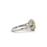 Sparkling Yellow and White Diamond Oval Ring