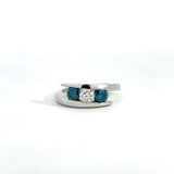Sleek and Modern White and Blue Diamond Ring