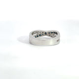 Cross Design White and Blue Diamond Ring