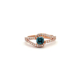 14k Rose Gold Blue and White Diamond Ring
