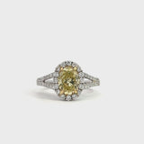 Sparkling Yellow and White Diamond Oval Ring