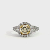 Sparkling Yellow and White Diamond Circular Ring