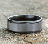 Black Titanium and Grey Tantalum Men's Ring 8mm
