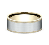 4k Yellow and White Gold Men's Ring 8mm