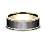 14k Yellow Gold and Black Titanium Men's Ring 7mm
