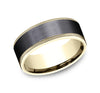14k Yellow Gold and Black Titanium Men's Ring 8mm