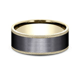 14k Yellow Gold and Black Titanium Men's Ring 8mm