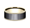14k Yellow Gold and Black Titanium Men's Ring 9mm