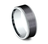 14k White Gold and Black Titanium Men's Ring 8mm