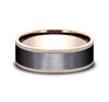 14k Rose Gold and Black Titanium Men's Ring 7mm
