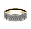 Celtic Knot Design 14K Yellow Gold and Grey Tantalum Men's Ring 7.5mm