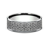 Celtic Knot Design 14K White Gold and Grey Tantalum Men's Ring 7.5mm
