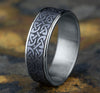 Celtic Knot Design 14K White Gold and Grey Tantalum Men's Ring 7.5mm
