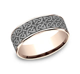 Celtic Knot Design 14K Rose Gold and Grey Tantalum Men's Ring 7.5mm