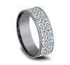Celtic Knot Design Grey Tantalum and 14K White Gold Men's Ring 7.5mm